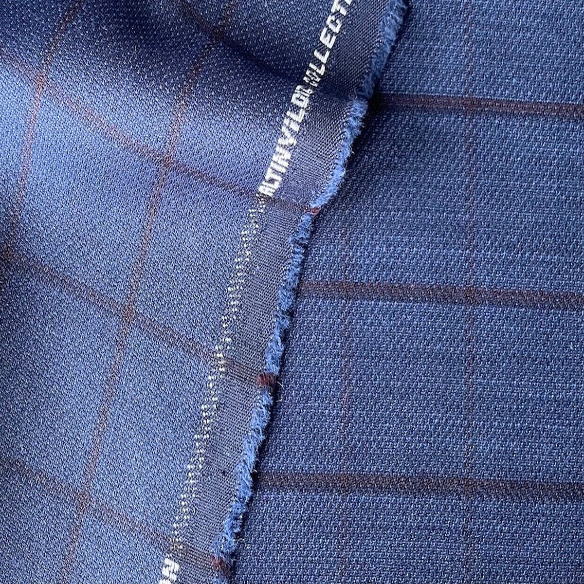 Selvedged Royal Windowpane Plaid Stretch Wool (Made in Turkey)