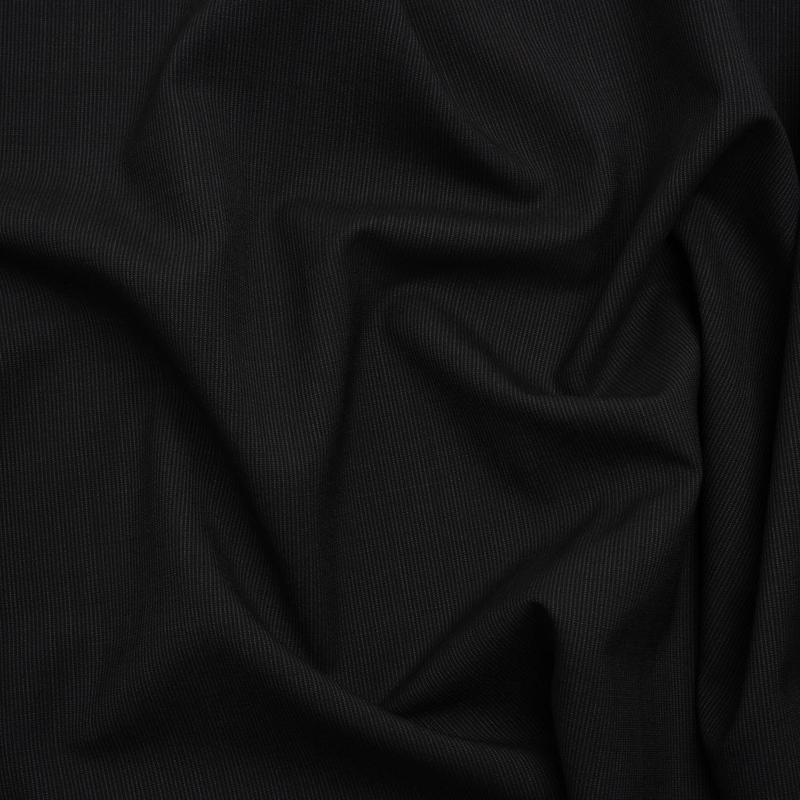 Super 120 Wool Suiting - Black and Gray Dotted Pinstripes - Deadstock