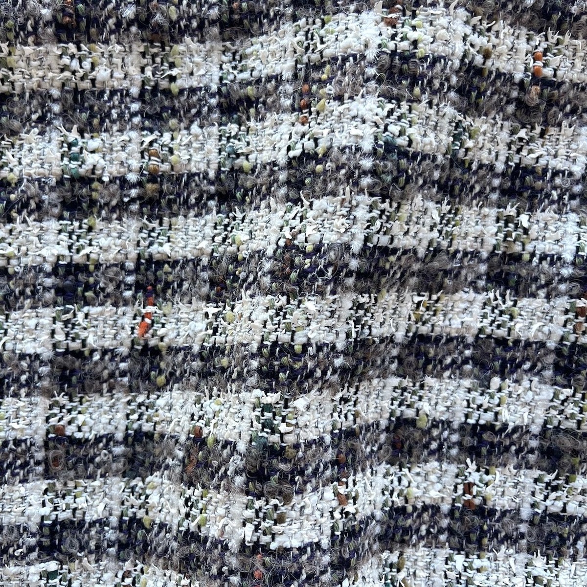 Couture Black, Midnight Navy, Taupe & Alabaster Tweedy Wool Blend Boucl (Made in Italy)