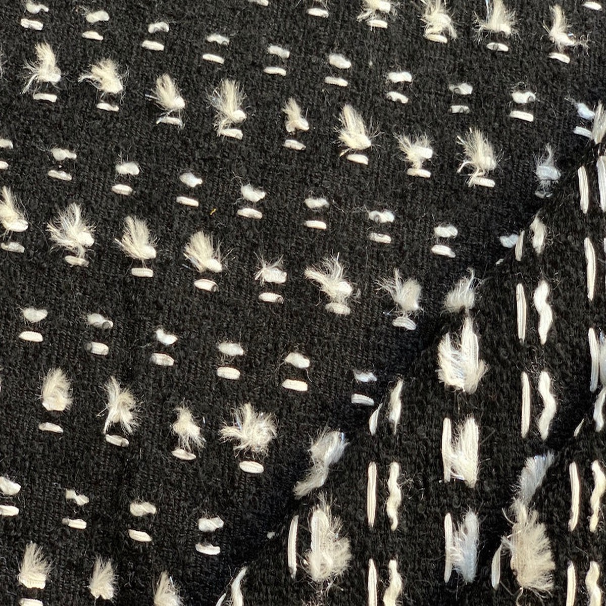 Eyelash Tufted Black & Oyster Mohair Blend Boucl (Made in Spain)