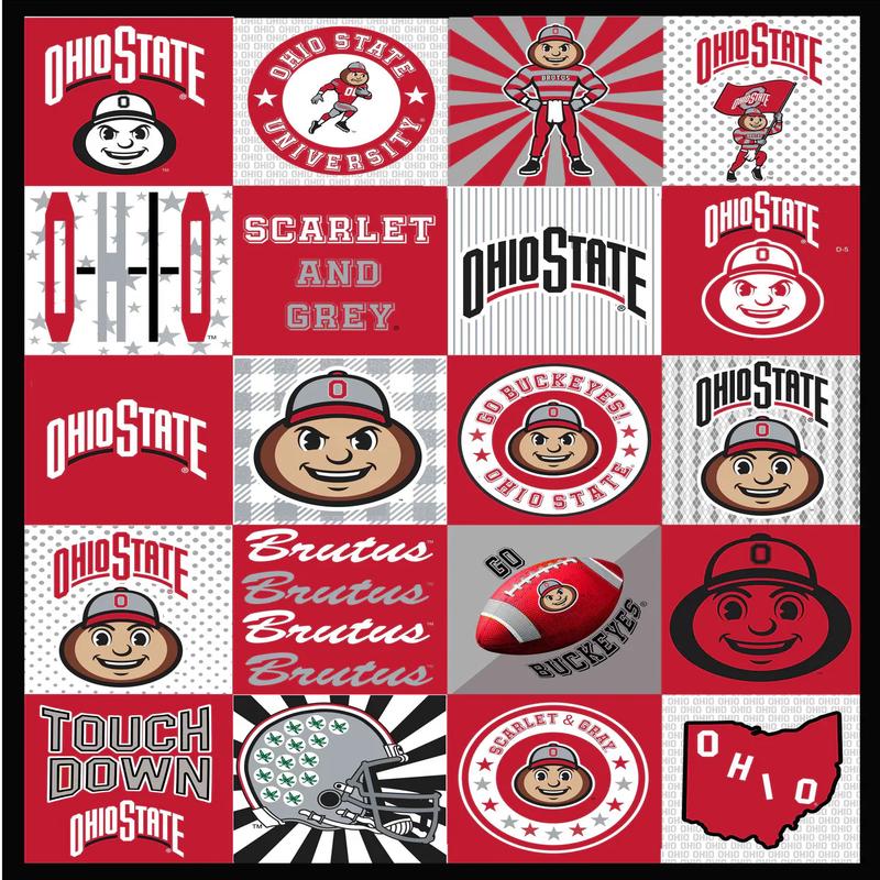 Ohio State Buckeyes NCAA College Collegiate T-Shirt Panel 60"x60" Sykel Enterprises Polyester Minky Fabric SYK-OHS-1362