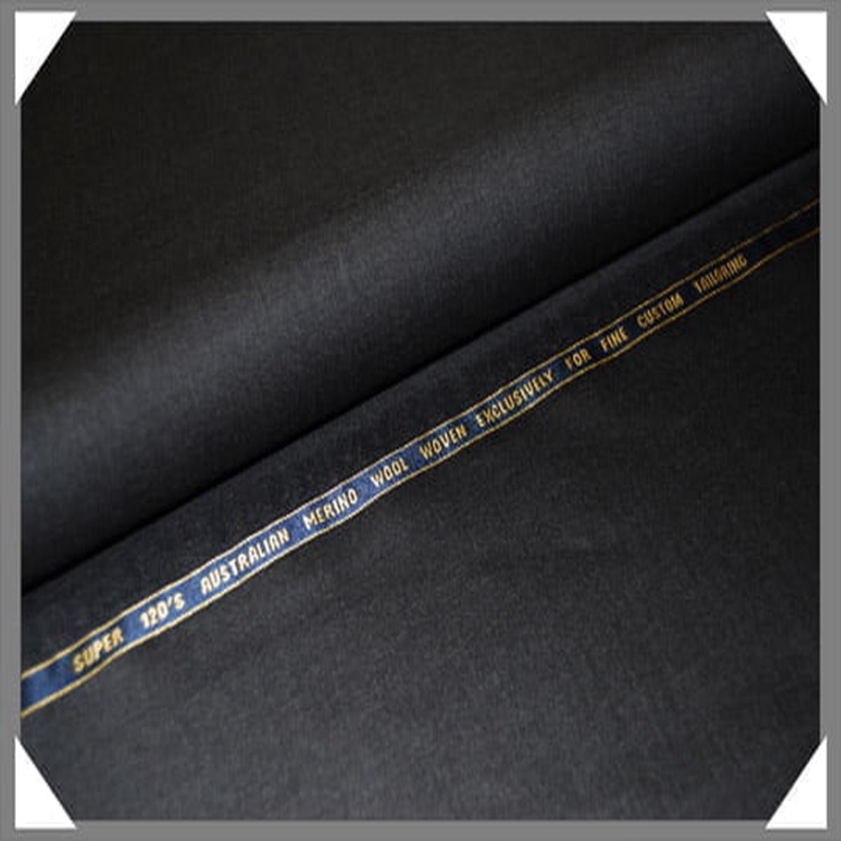 Charcoal Super 120S Merino Wool Fabric - Charcoal, Solid, 58/60" Width