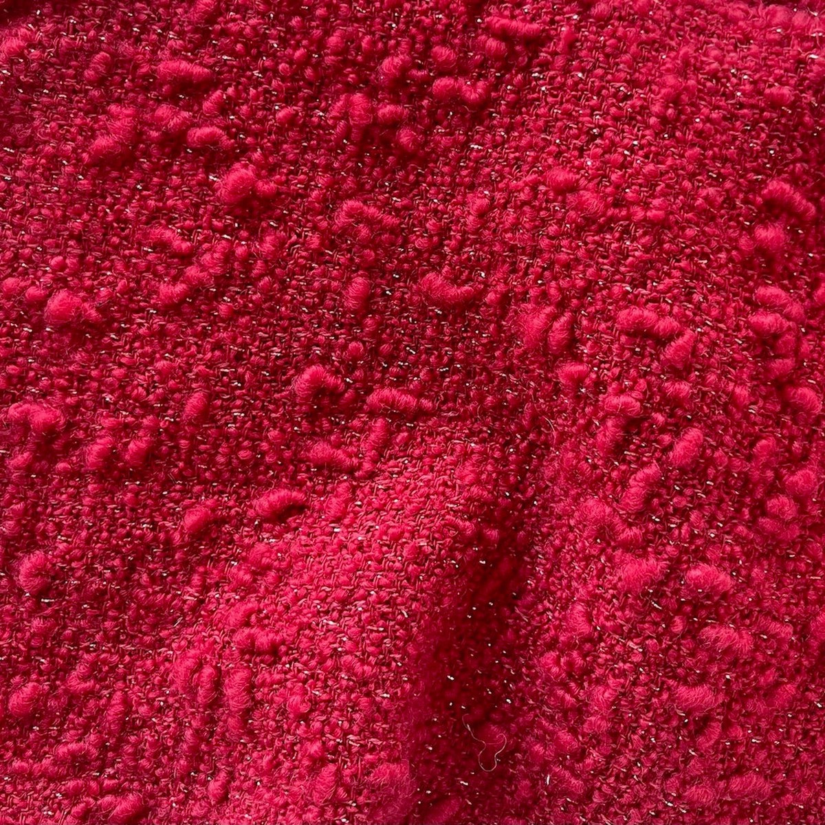 Mid-Weight Tomato & Gold Metallic Wool Blend Boucl (Made in Italy)