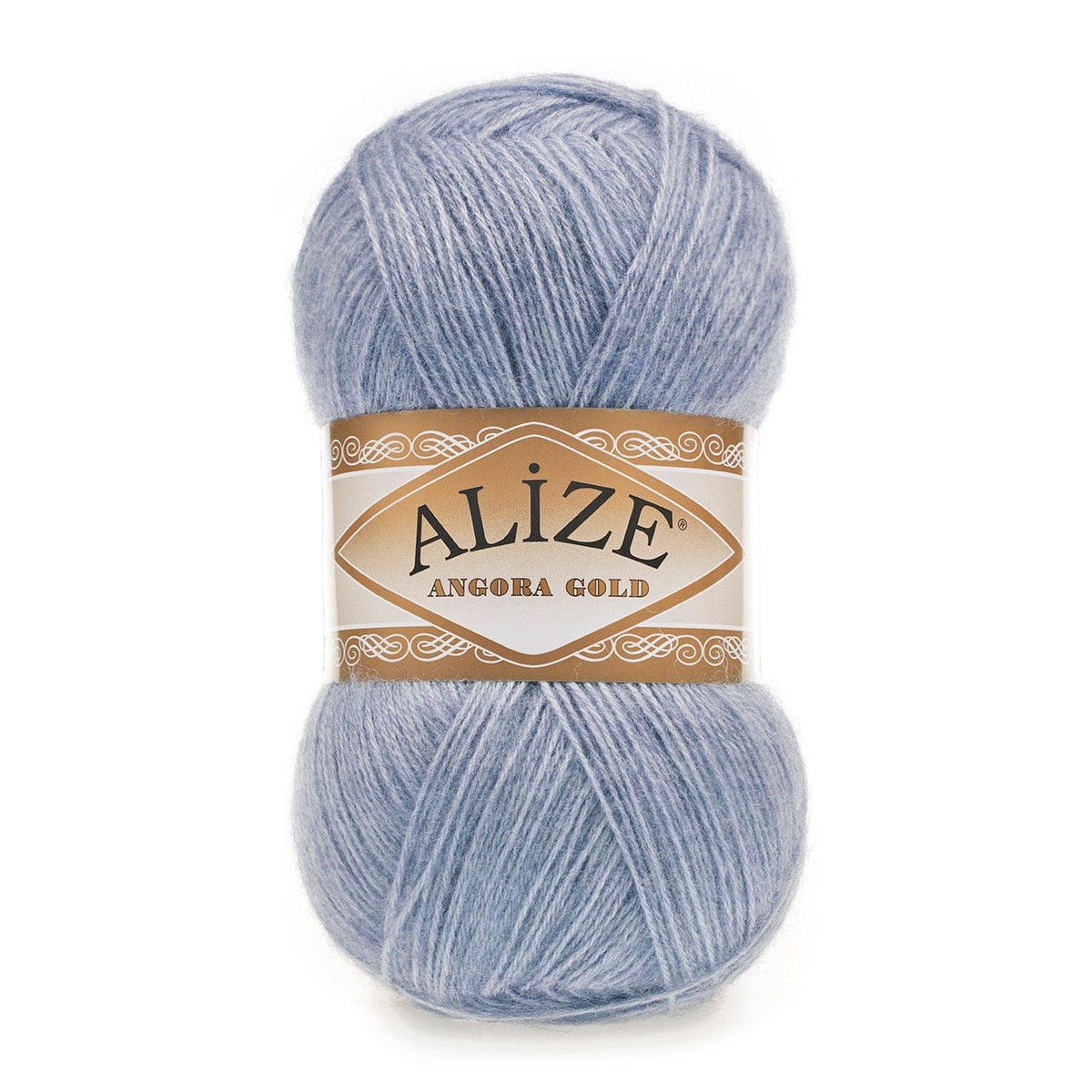 Alize Angora Gold Knitting Wool Yarn, Denim Melange Blue - 221