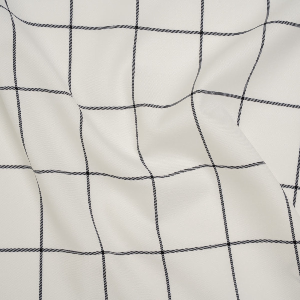 Blended Super 120 Virgin Wool Twill Made in Italy - Cream and Black Windowpane Check