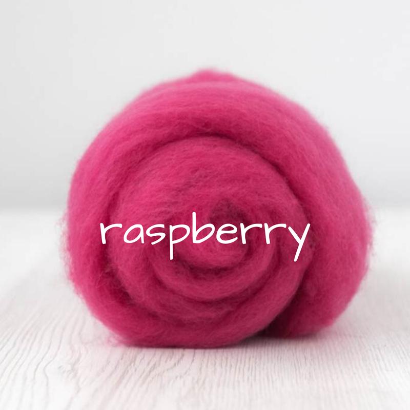 Carded Batting Extra Fine Merino Needle Felting Wool - Raspberry