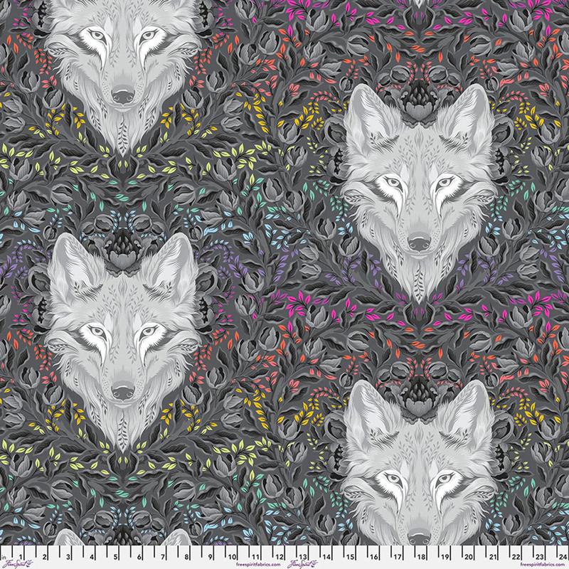 Graywork & True Colors Minky Wolf of Pink Street Carbon Free Spirit Polyester Fabric FS-MKTP008.CARBON