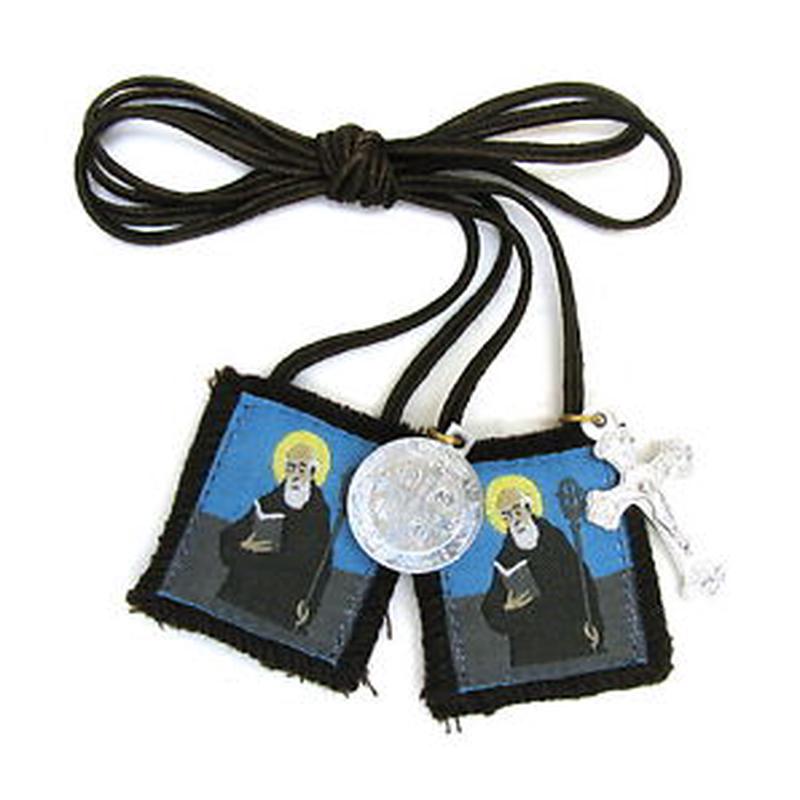 St. Benedict Black Scapular with St Benedict Medal & Crucifix