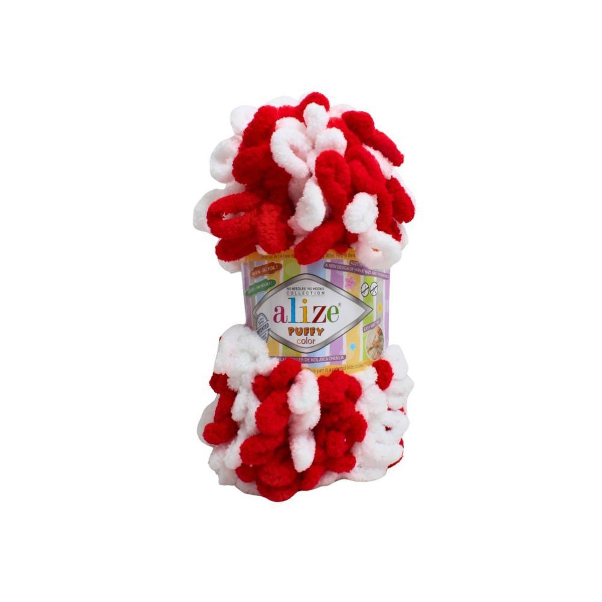 ALIZE PUFFY FINE COLR 100G WHITE/RED