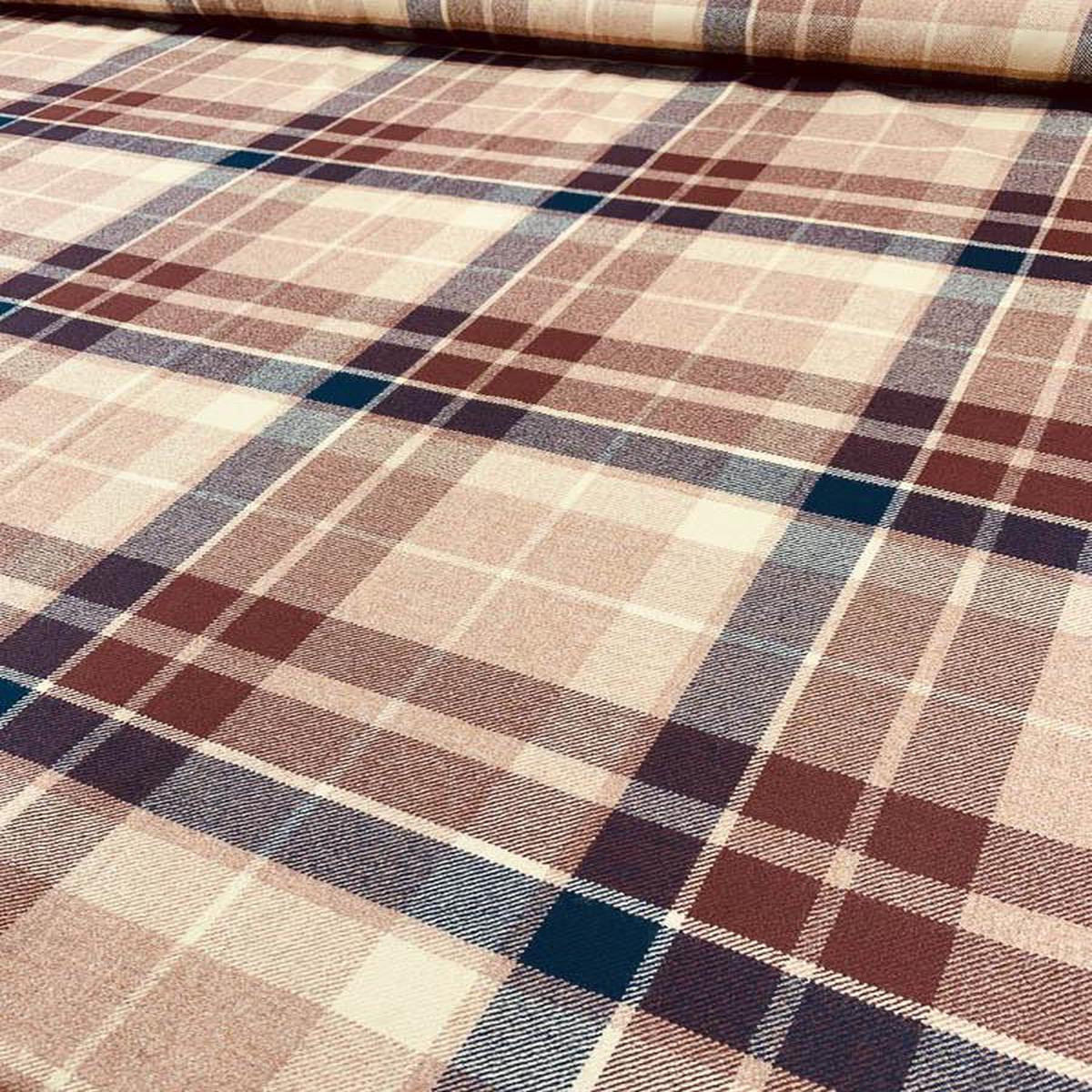 Large-Scale Plaid Flannel Wool - Mocha / Chocolate / Navy