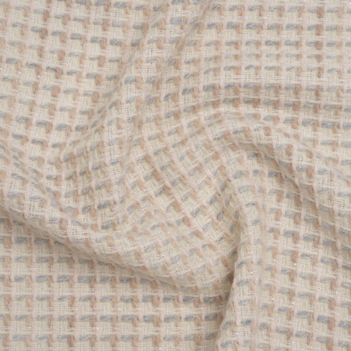 Metallic Wool Blend Tweed Made in Italy - Cream Gray and Silver