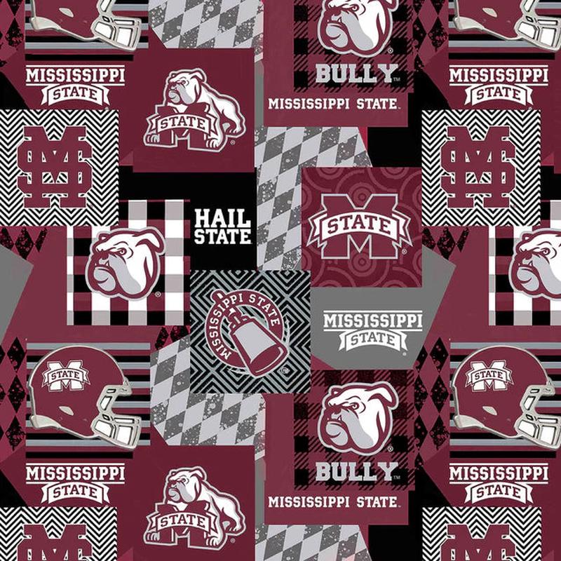 Mississippi State Bulldogs NCAA College Collegiate Minky Geo Sykel Enterprises Polyester Fabric SYK-MSST-136