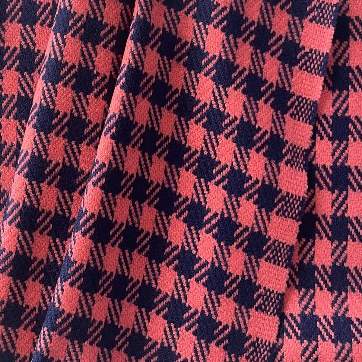 Piacenza Cosmopolitan Checks Springtime Coral & Navy Wool-Cashmere Blend (Made in Italy)