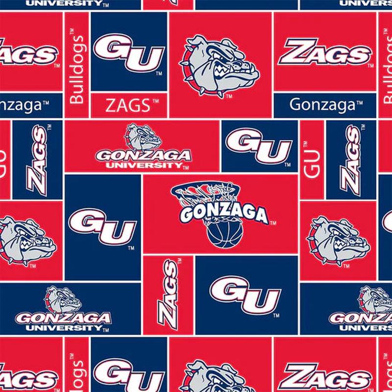 Gonzaga Bulldogs NCAA College Block Sykel Enterprises Polyester Fleece Fabric SYK-GONZ-012