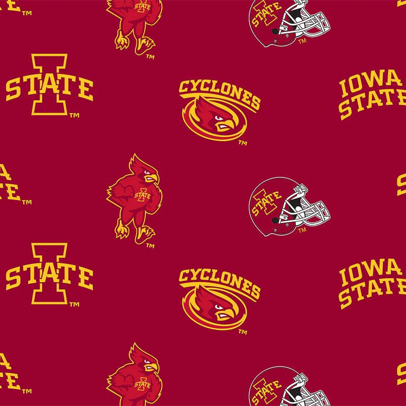 Iowa State Cyclones NCAA College Allover Sykel 58" FLEECE Fabric ISU-035