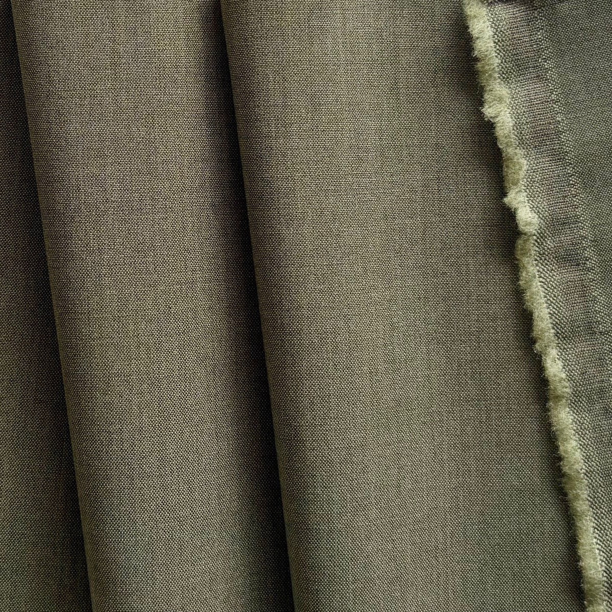 Lighter-Weight Woodland Olive Virgin Wool Gabardine (Made in Italy)