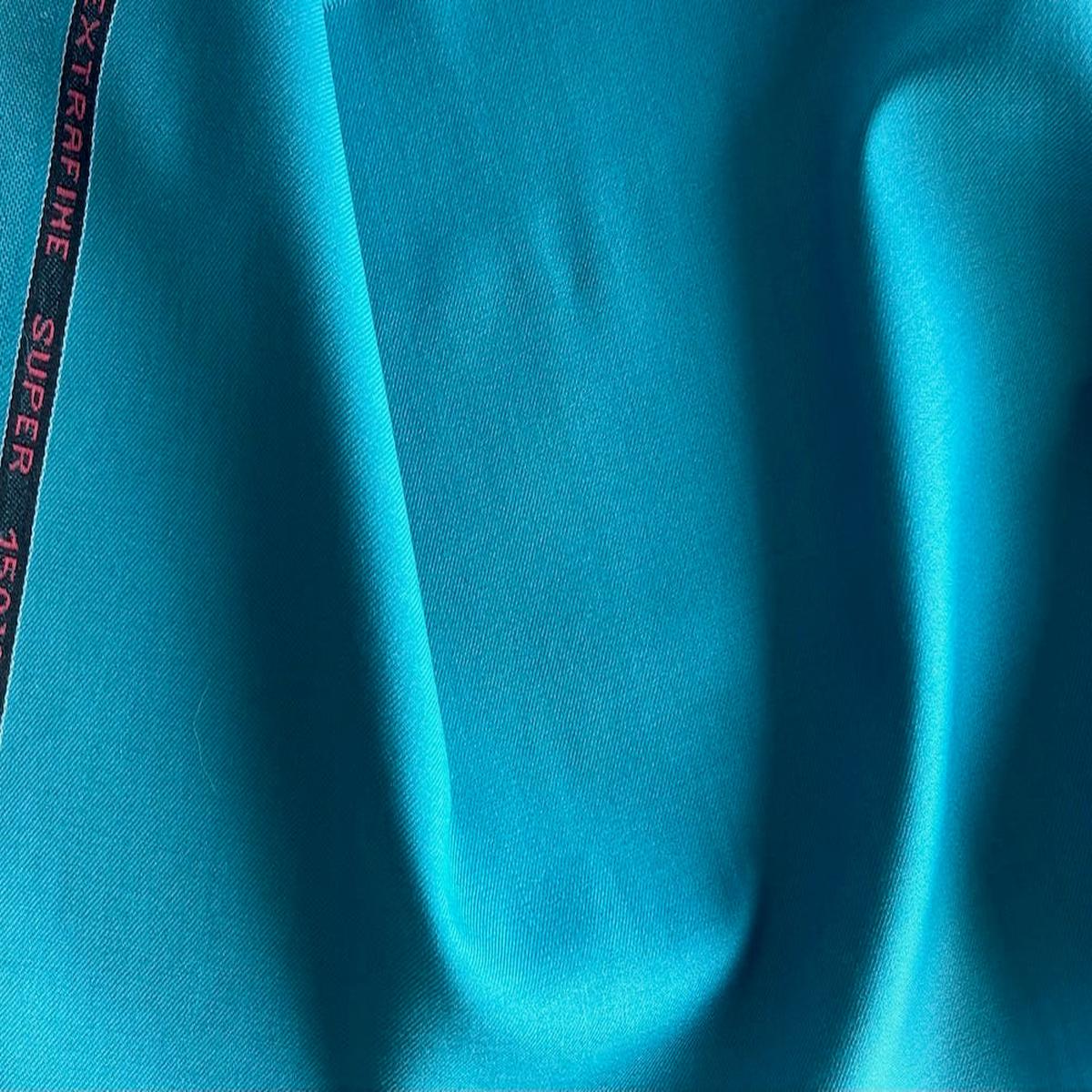 Saturated Peacock Blue Selvedged 150s Wool Suiting (Made in Italy)