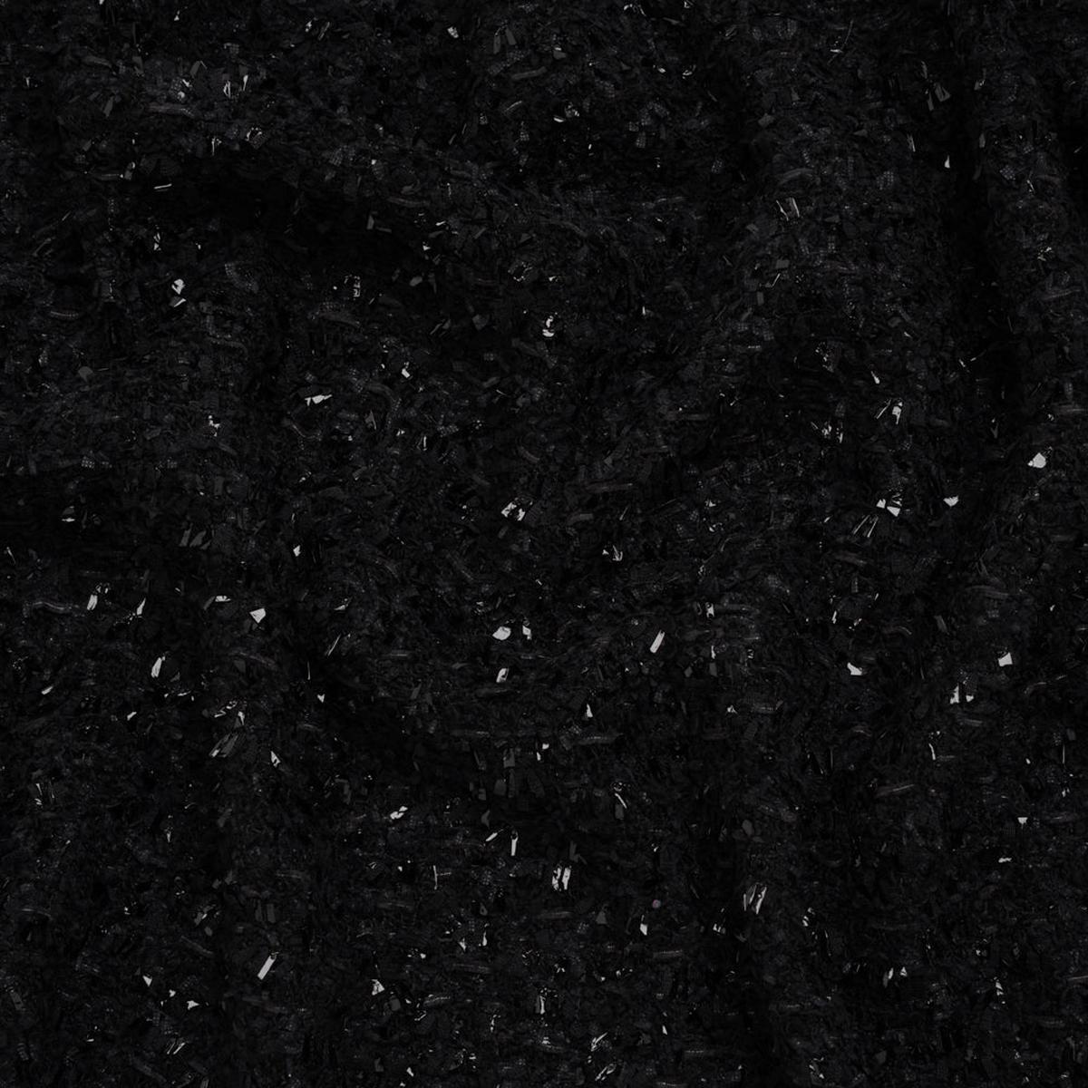 Wool Blend Tweed Boucle by Balenciaga - Black with Metallic Yarns - Designer Deadstock