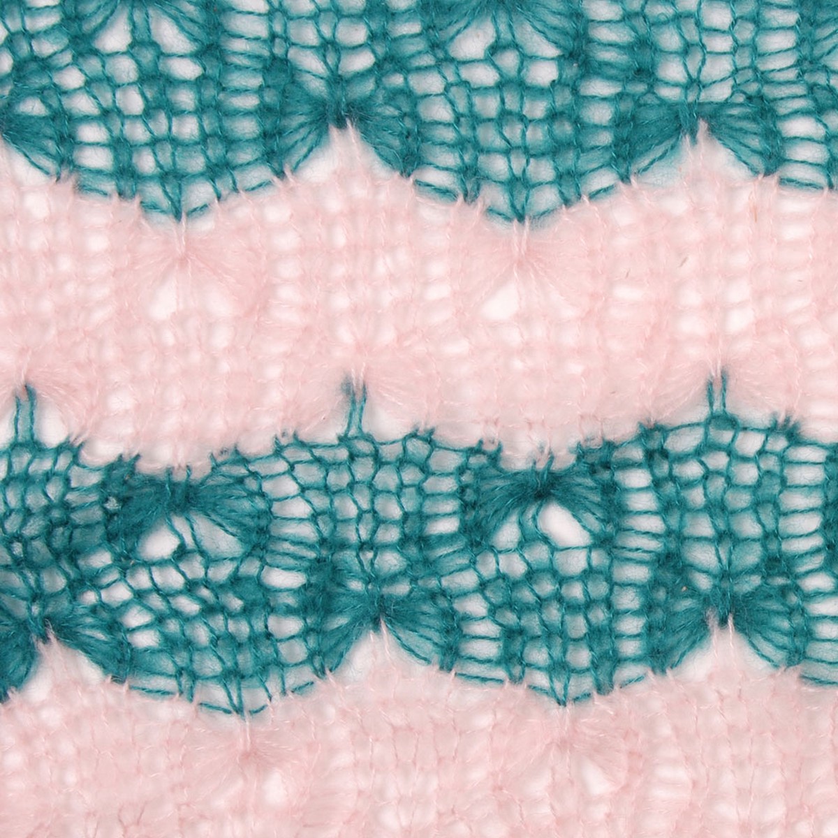 Baby Pink and Teal Blended Wool Crochet Knit