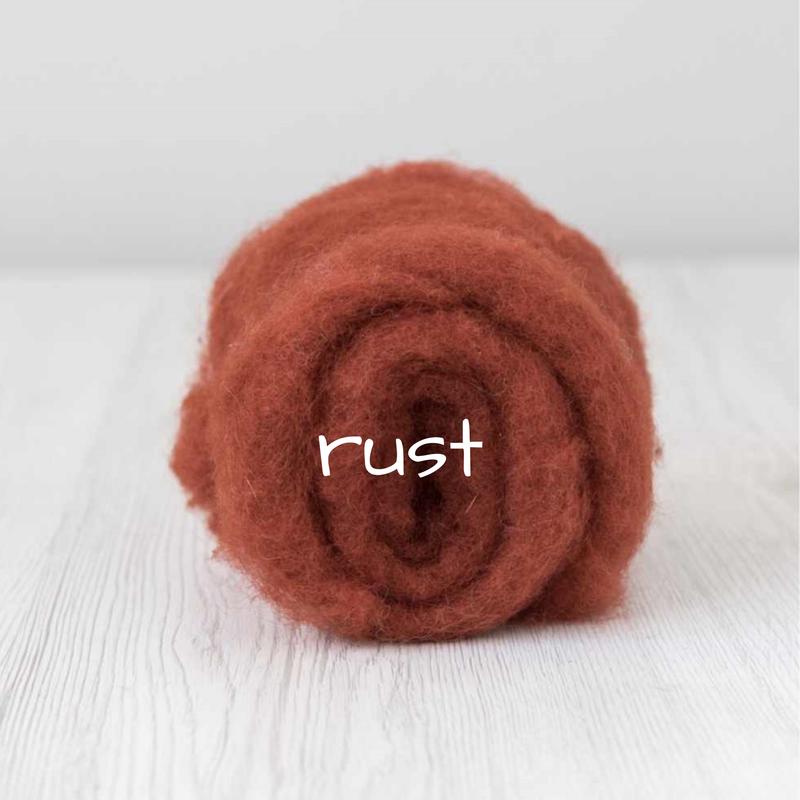 Carded Batting New Zealand Wool DHG 'Maori' Batt - Rust