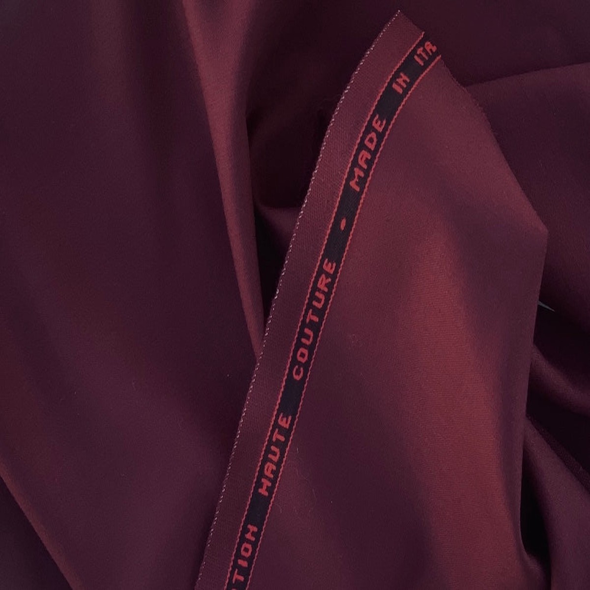 Deep Wine Selvedged Stretch Wool Twill Suiting (Made in Italy)