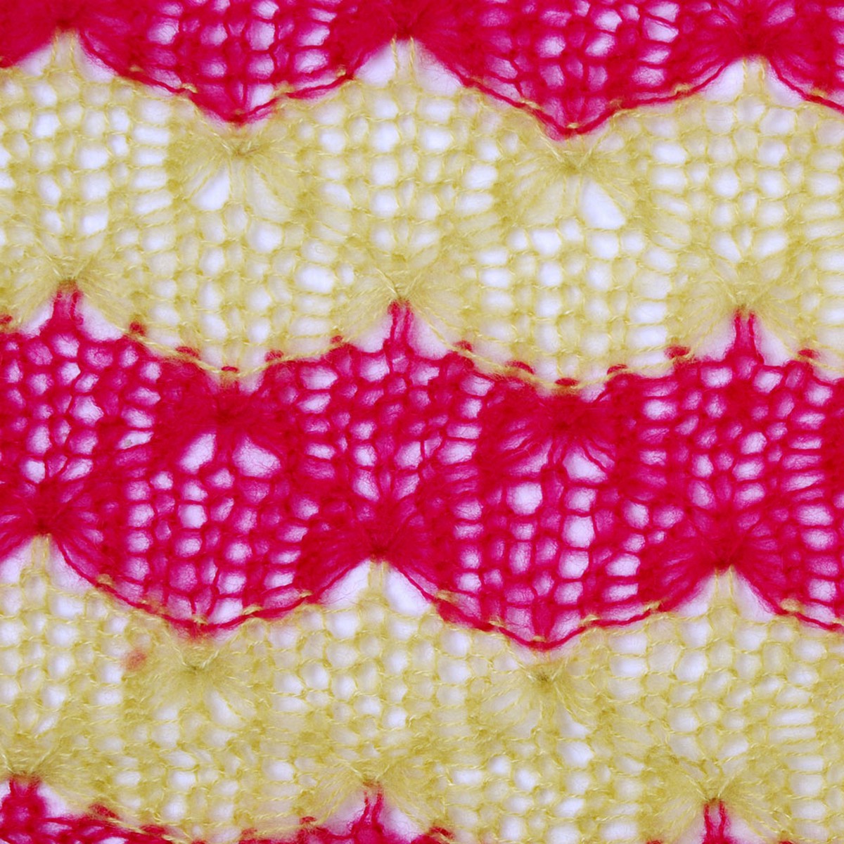 Chartreuse and Raspberry Blended Wool Crochet Knit