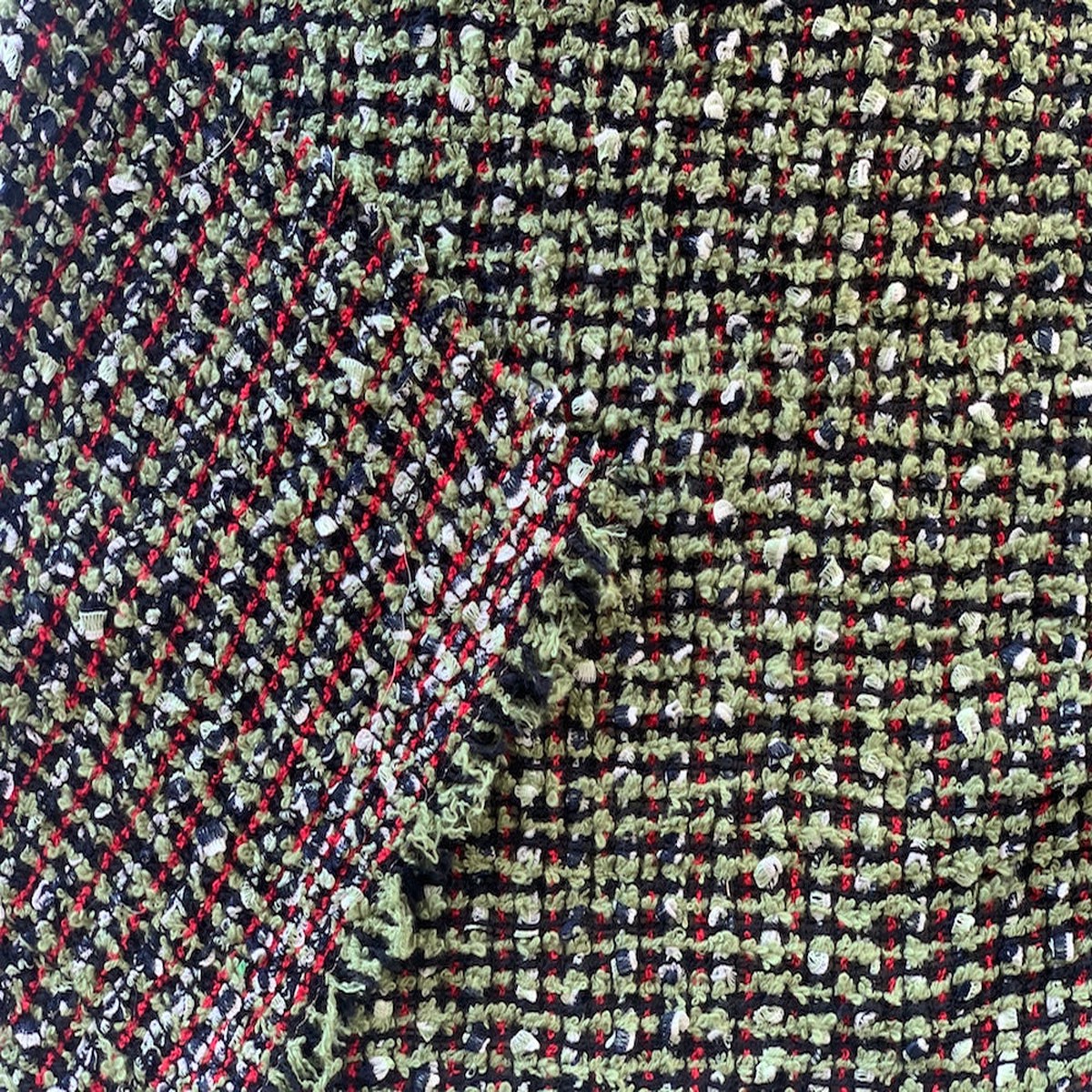 High-End Couture Pear Green Cotton Blend Boucl (Made In Italy)