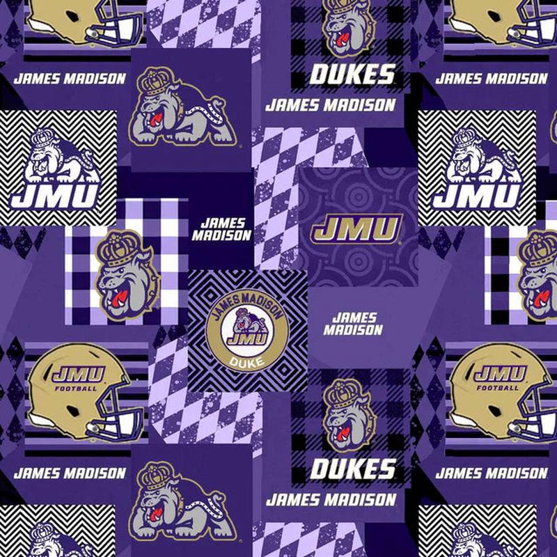 James Madison Dukes NCAA College Collegiate MINKY Geo Sykel Polyester Fabric SYK-JMU-1367