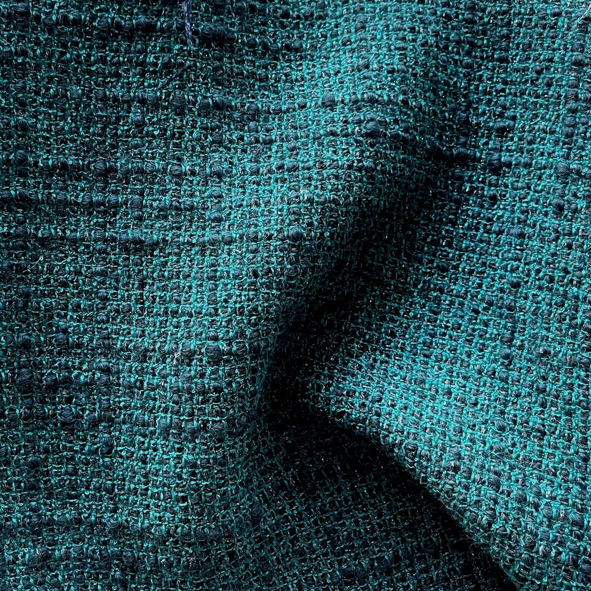 Mid-Weight Cyan Lake Metallic Wool Blend Boucl (Made in Italy)