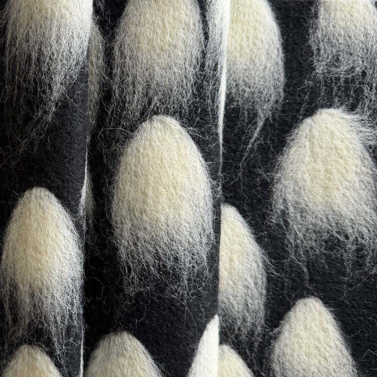 Mid-Weight Fluffy Meteorites Black Felted Wool Coating (Made in Italy)