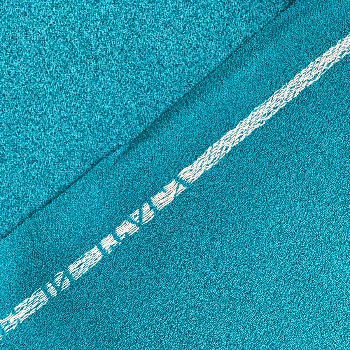 Swimming Pool Blue Selvedged Wool Crepe (Made in Italy)