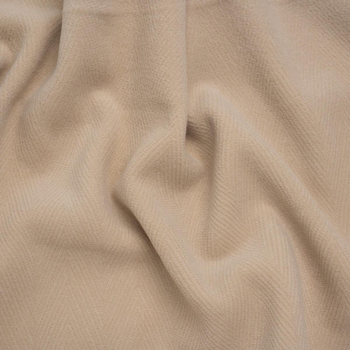 Wool Blend Herringbone Twill Coating Made in Italy - Nude - Deadstock