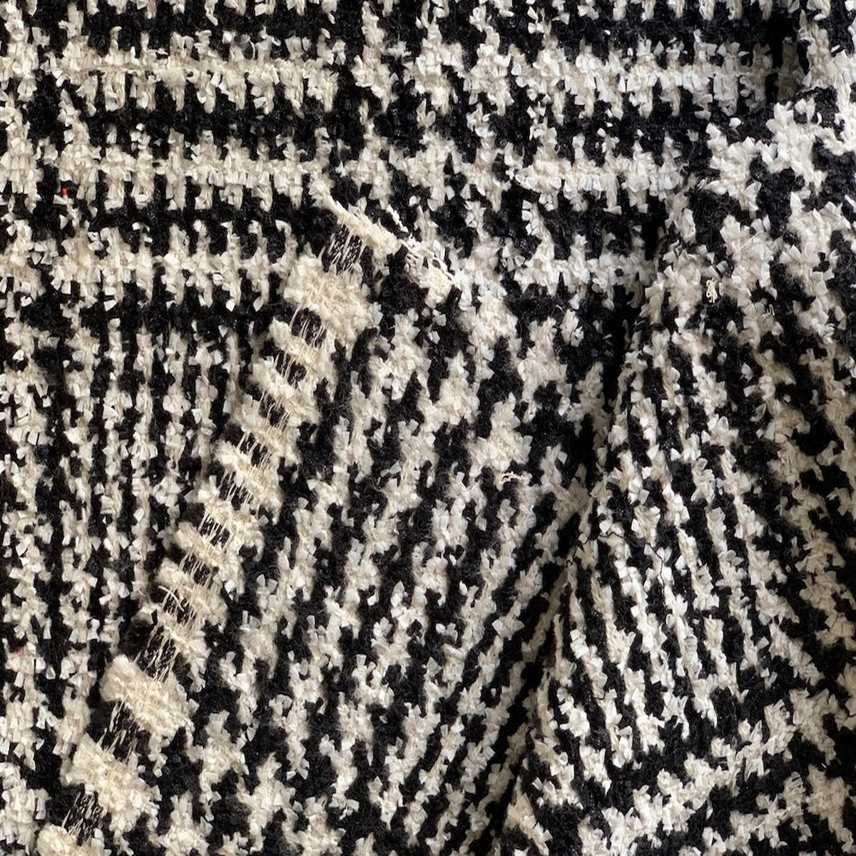 Couture French Designer B & W Houndstooth Plaid Wool Blend Boucl (Made In Italy)