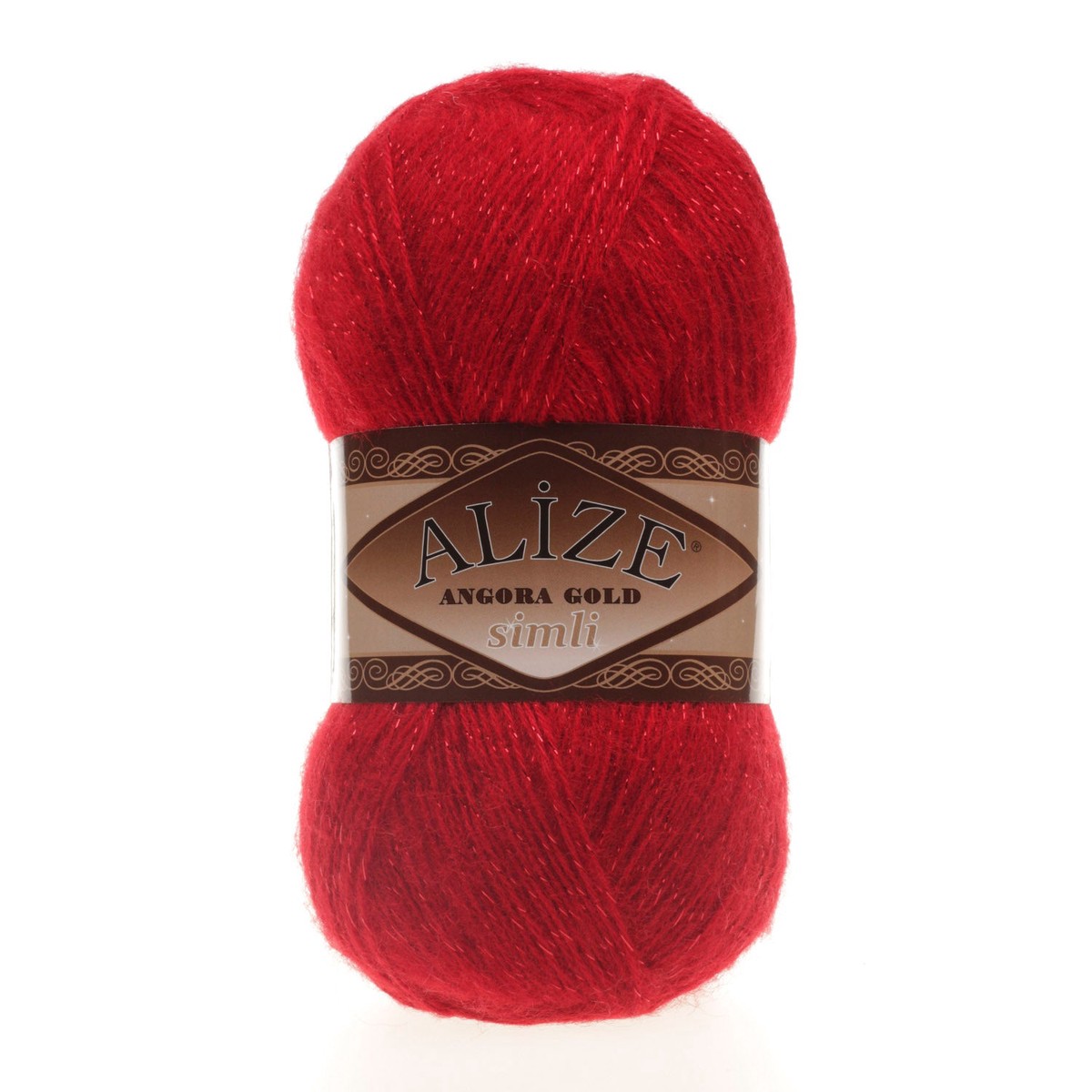 Alize Angora Gold Simli Glitter Wool Yarn, Dark Red - 106