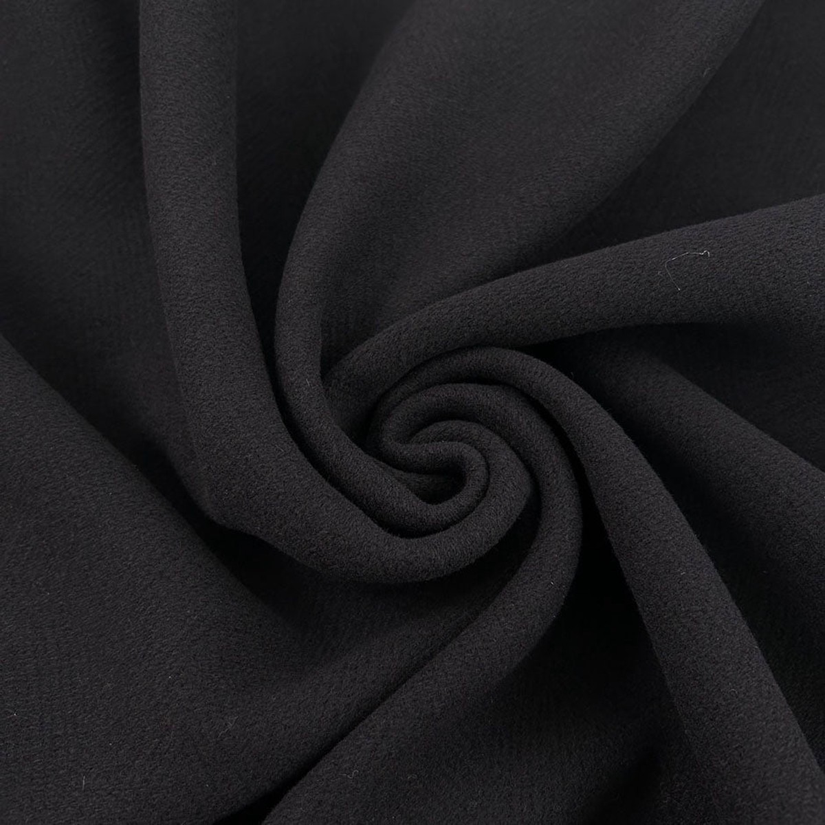 Black Virgin Wool Herringbone Fabric