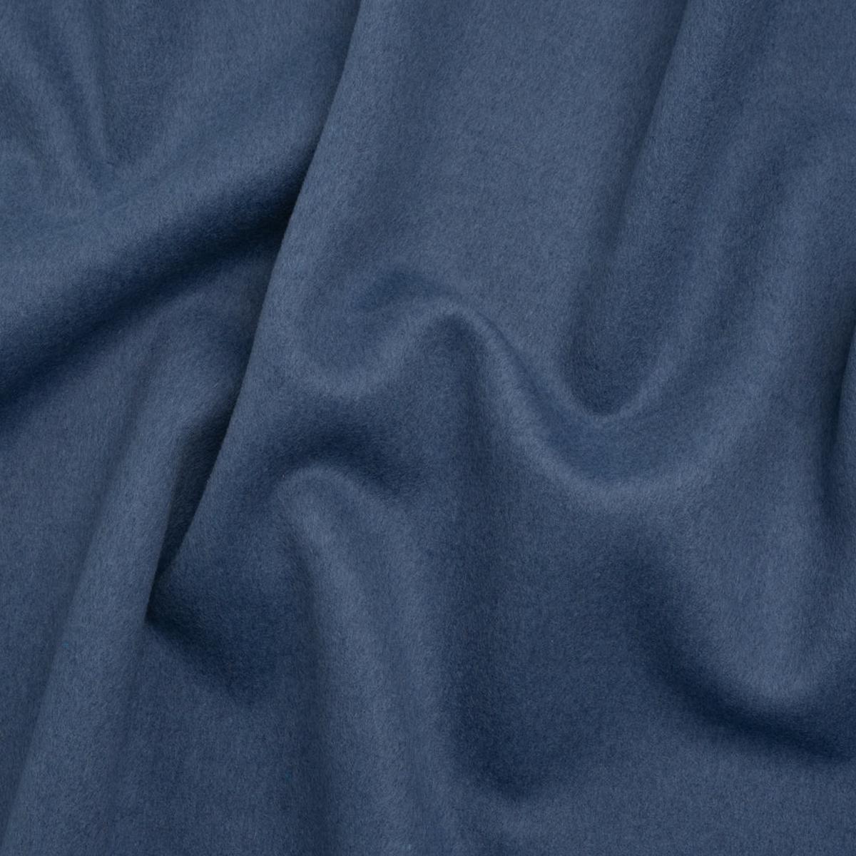 Brushed Wool Blend Double Cloth Coating - Denim Blue - Deadstock