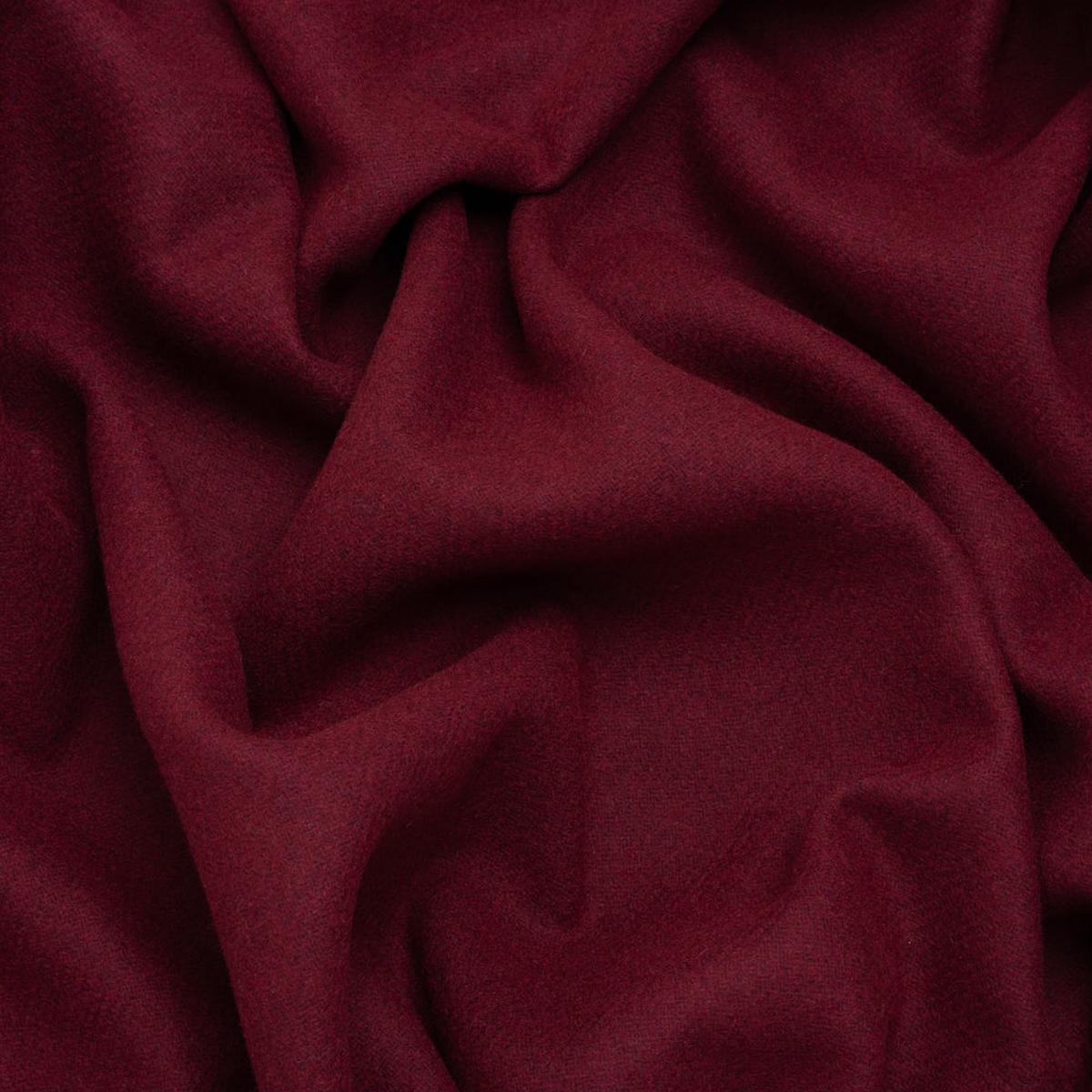 Recycled Brushed Wool Blend Twill Coating - Wine Red - Made in Italy - Maeve Collection