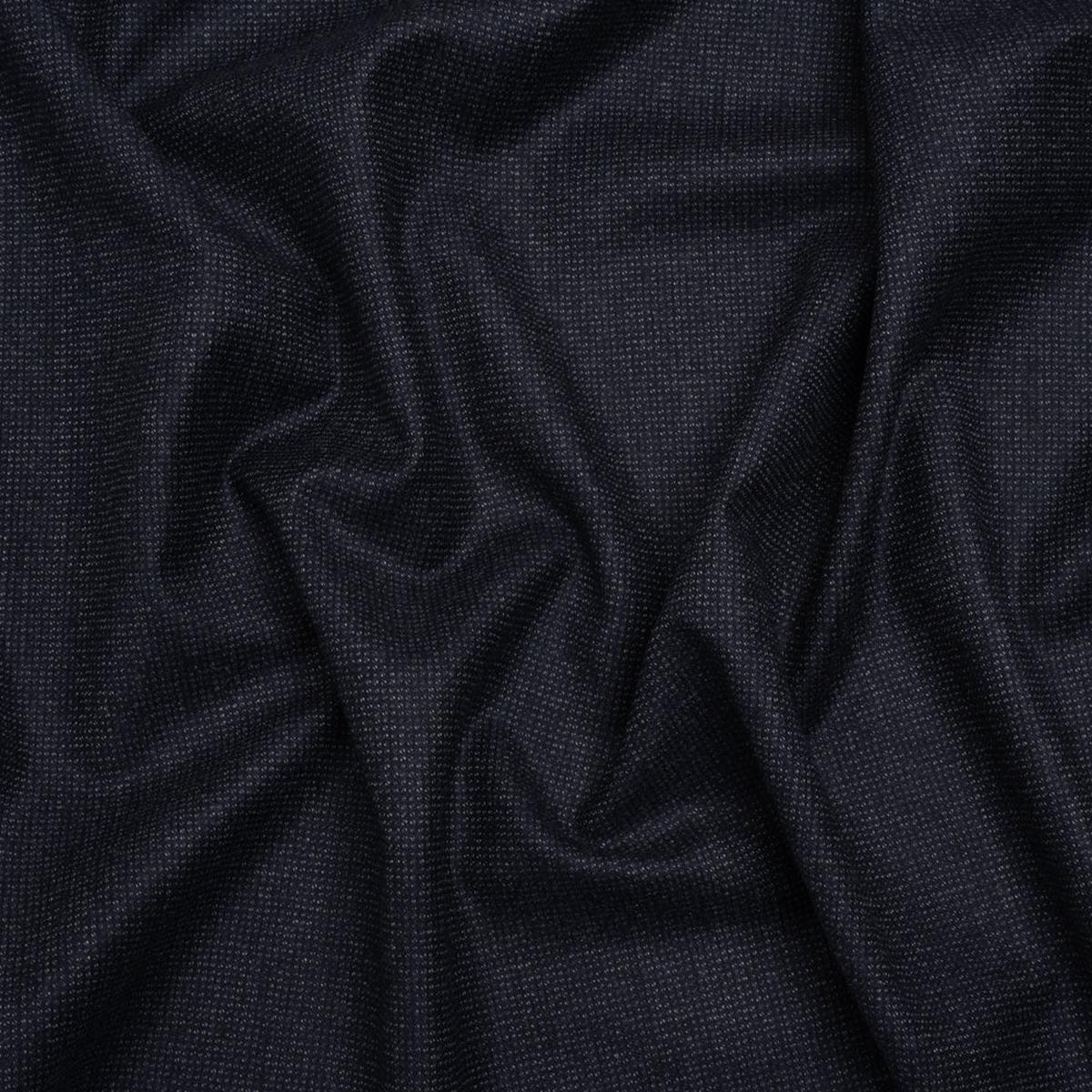 Super 130s Wool Dobby Suiting Made in Italy - Navy and White Spots - Deadstock