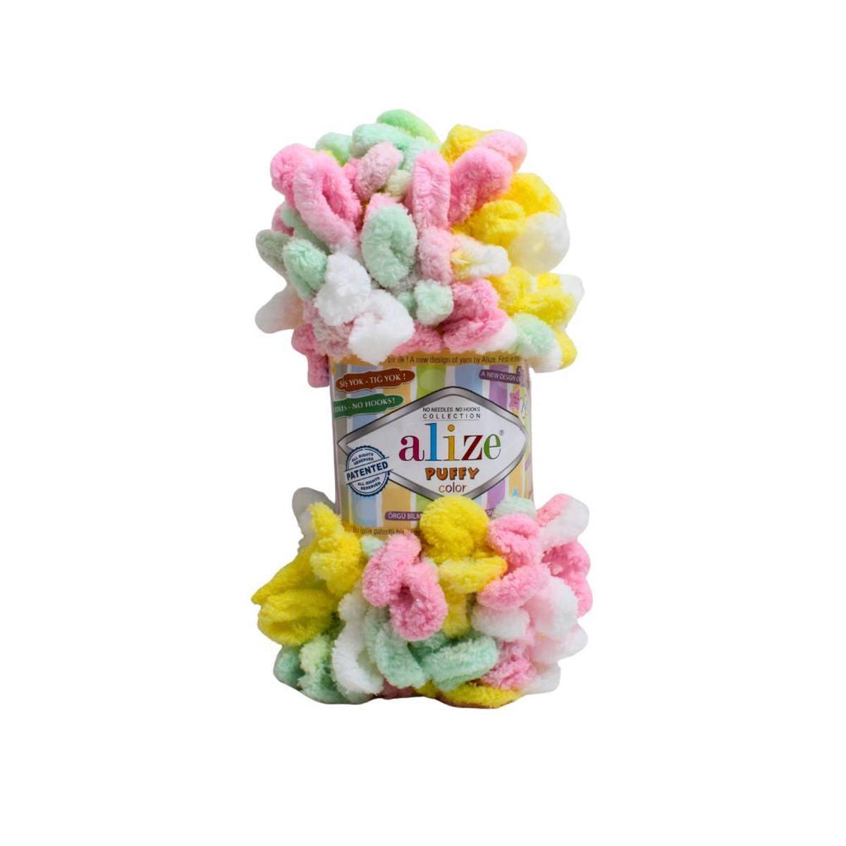 ALIZE PUFFY FINE COLR 100G YELLOW/GRN