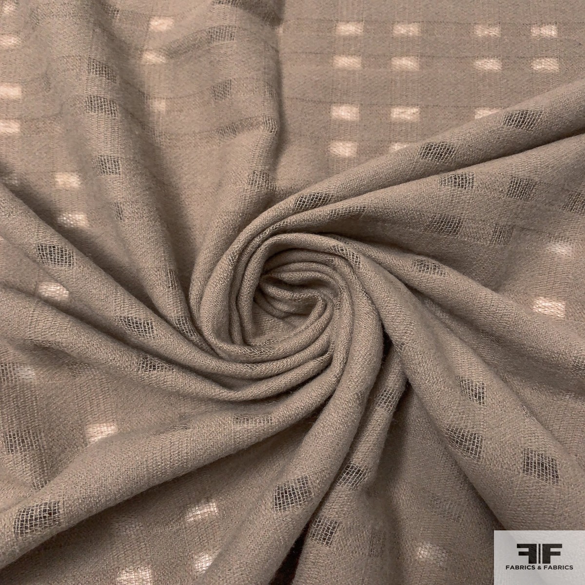 Open Squares Novelty Brushed Wool - Soft Khaki