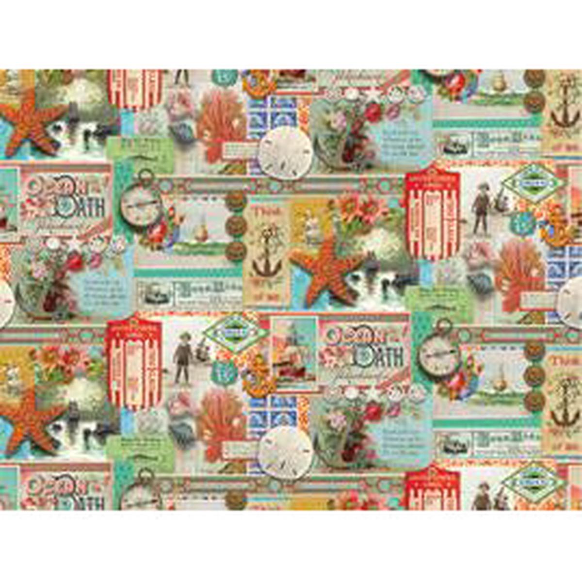 Saltwater Collection Patchwork Collage Cotton Fabric 39571