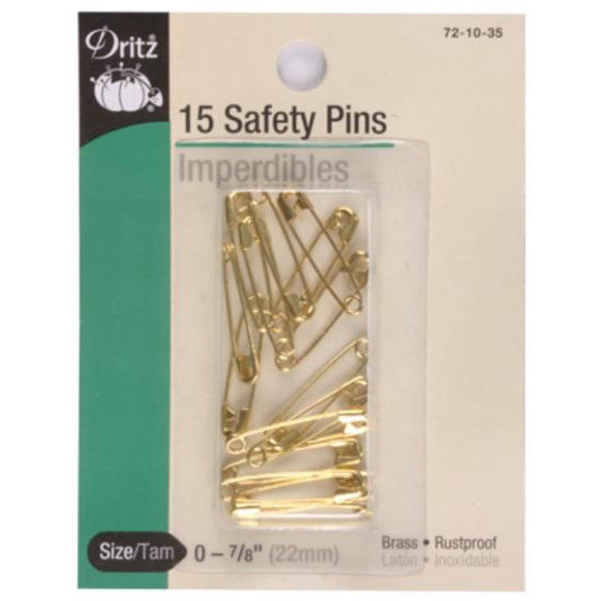 Brass Safety Pins 7/8 Inch S-72-35-0