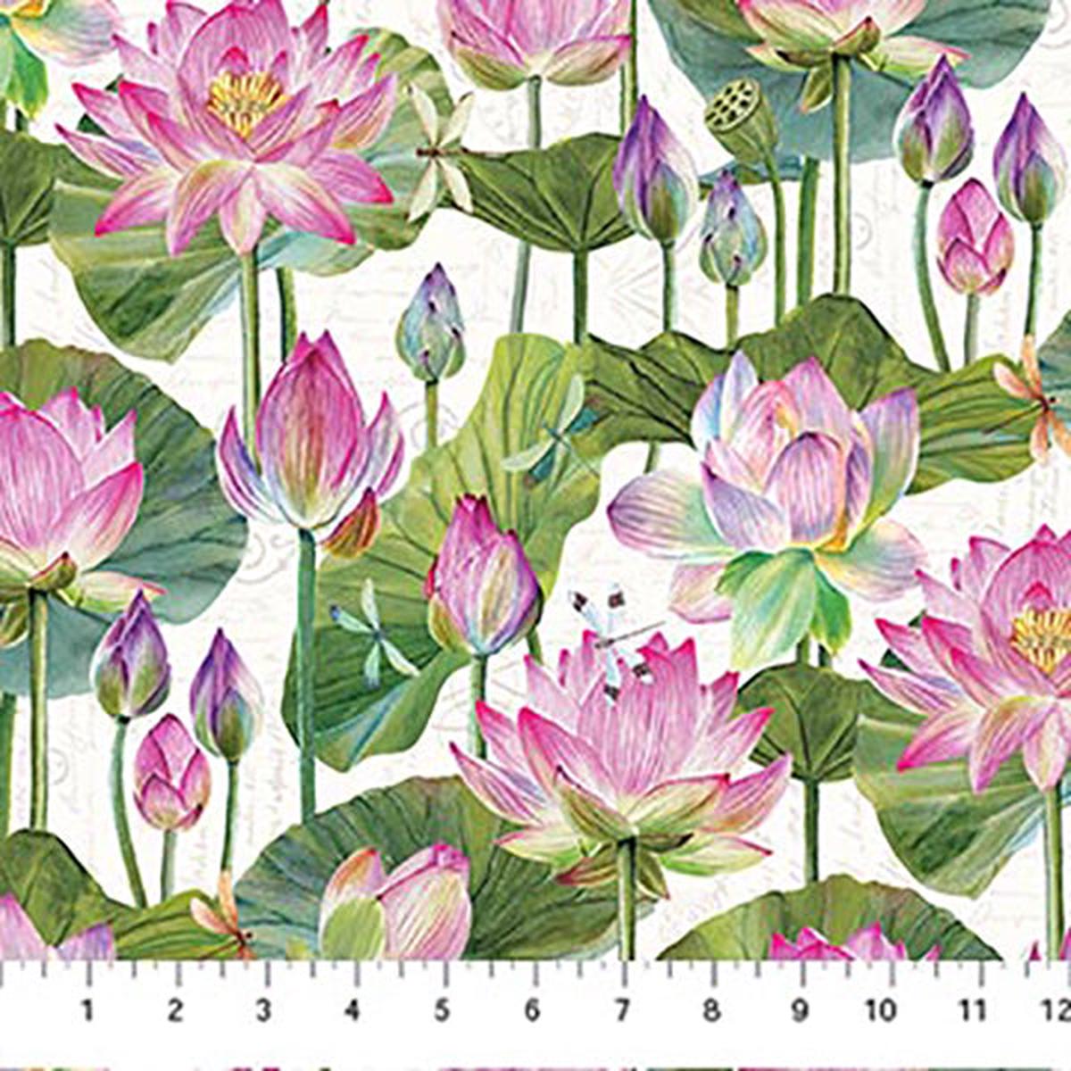 Water Lilies Collection Large Floral Cotton Fabric DP25057
