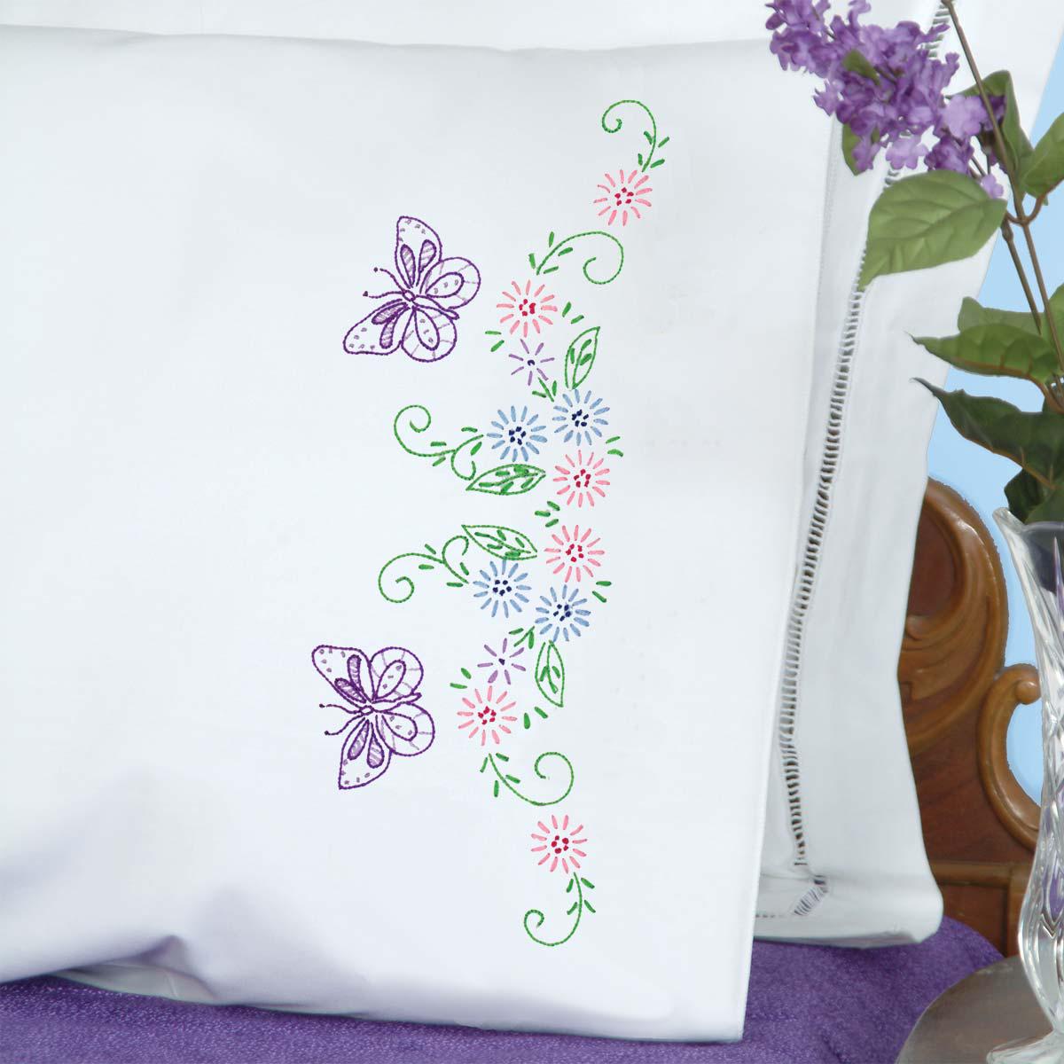 Butterflies & Flowers Perle Edge Pillowcases 1600-593