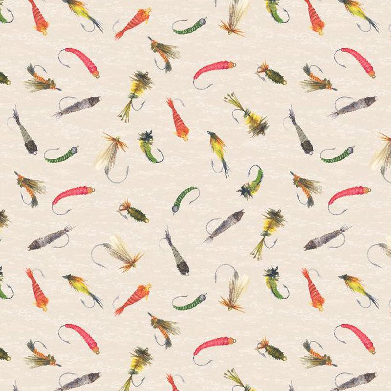 Gone Fishing Collection Fishing Lures Cotton Fabric 21764