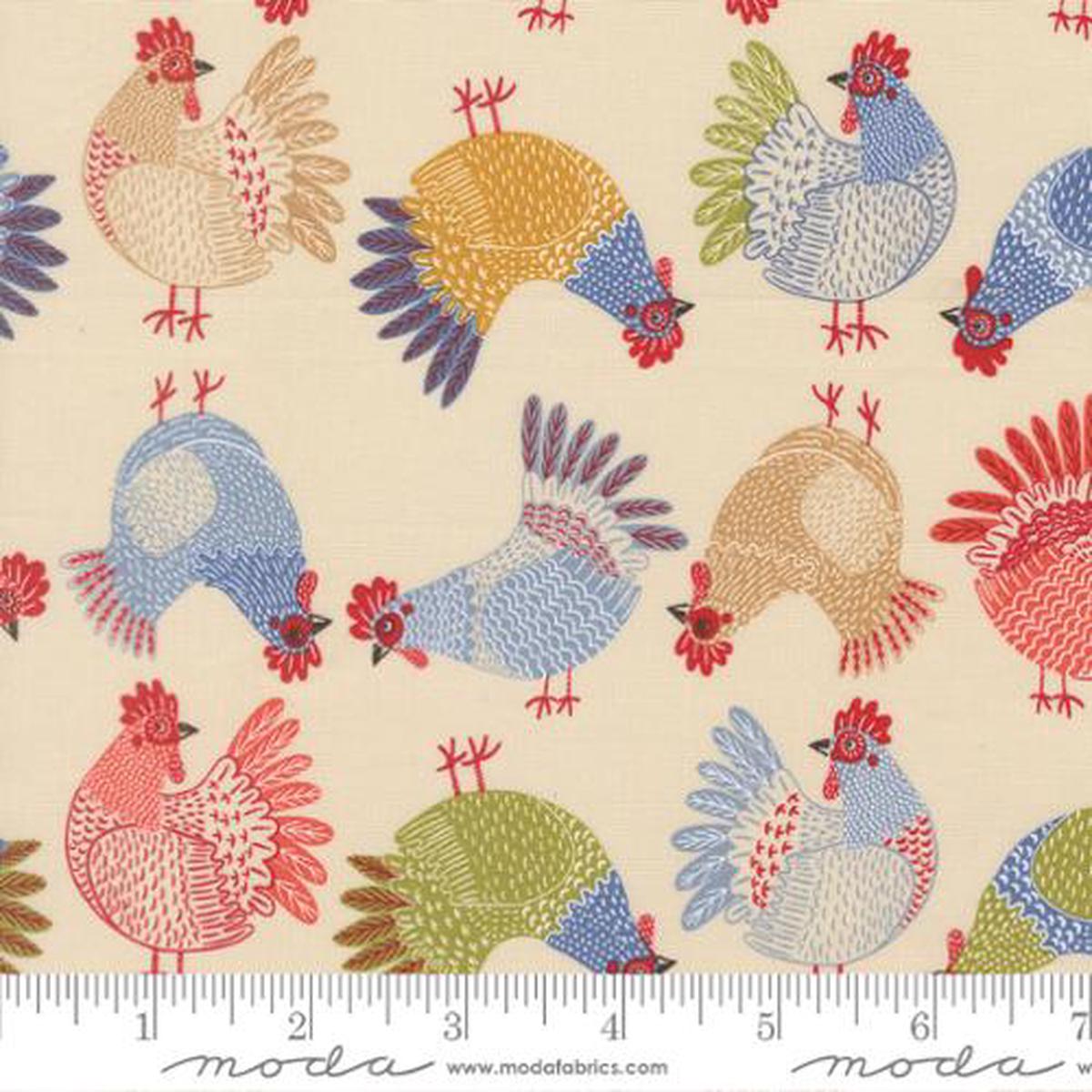 The Henhouse Collection Tossed Chickens Cotton Fabric 48433