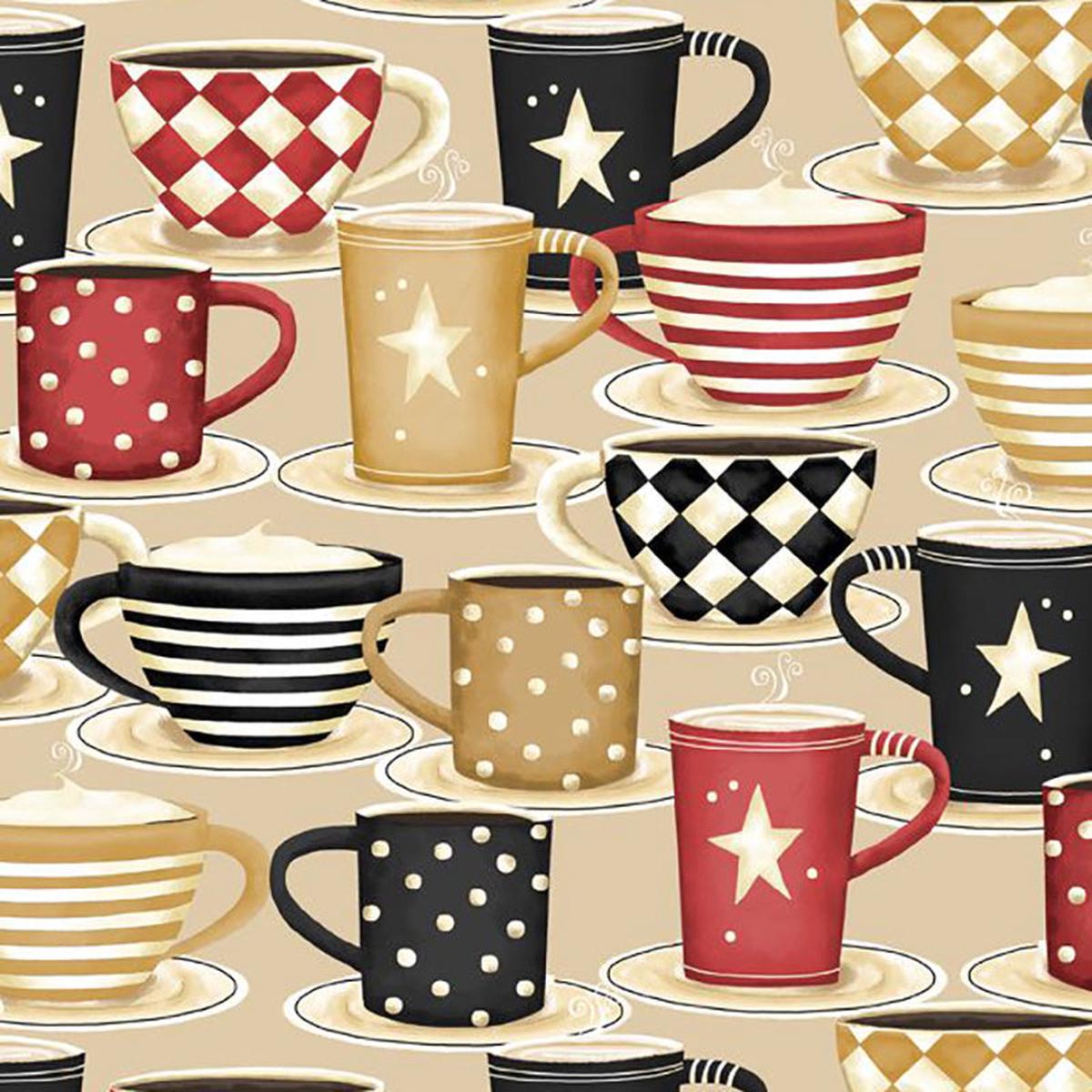 Coffee Always Collection Packed Cups Cotton Fabric 56071