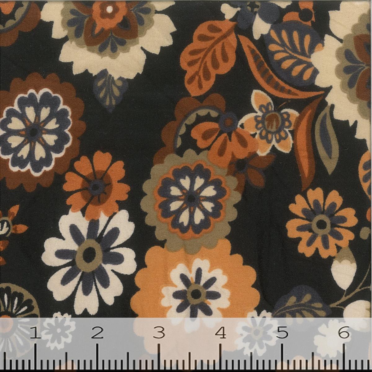 Rust and Peach Floral Print Fabric GS405