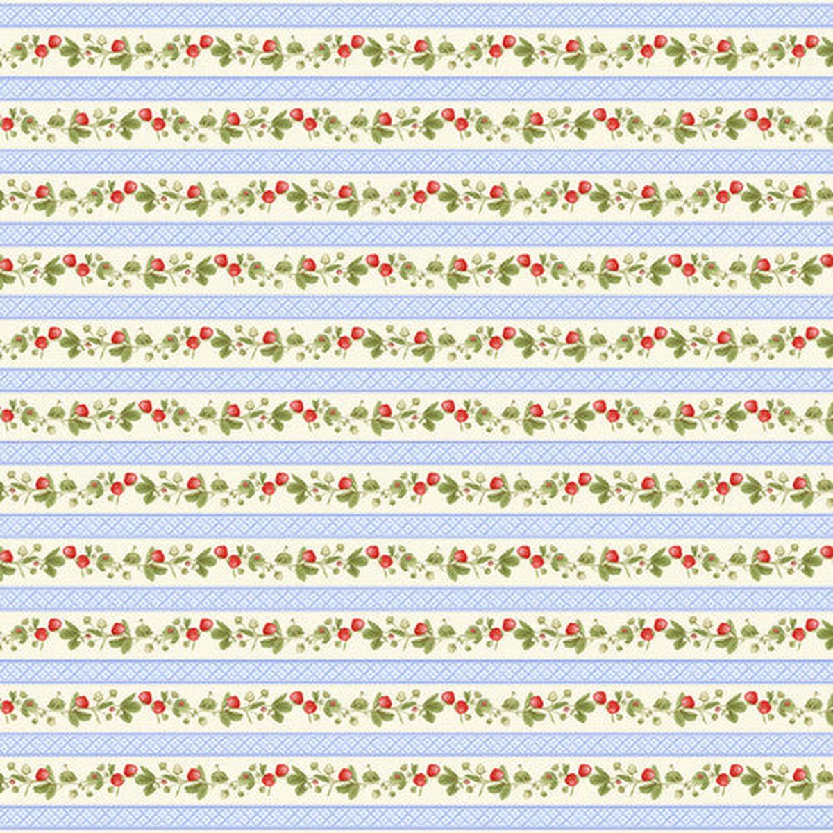 Strawberry Garden Collection Border Stripe Cotton Fabric 508-78