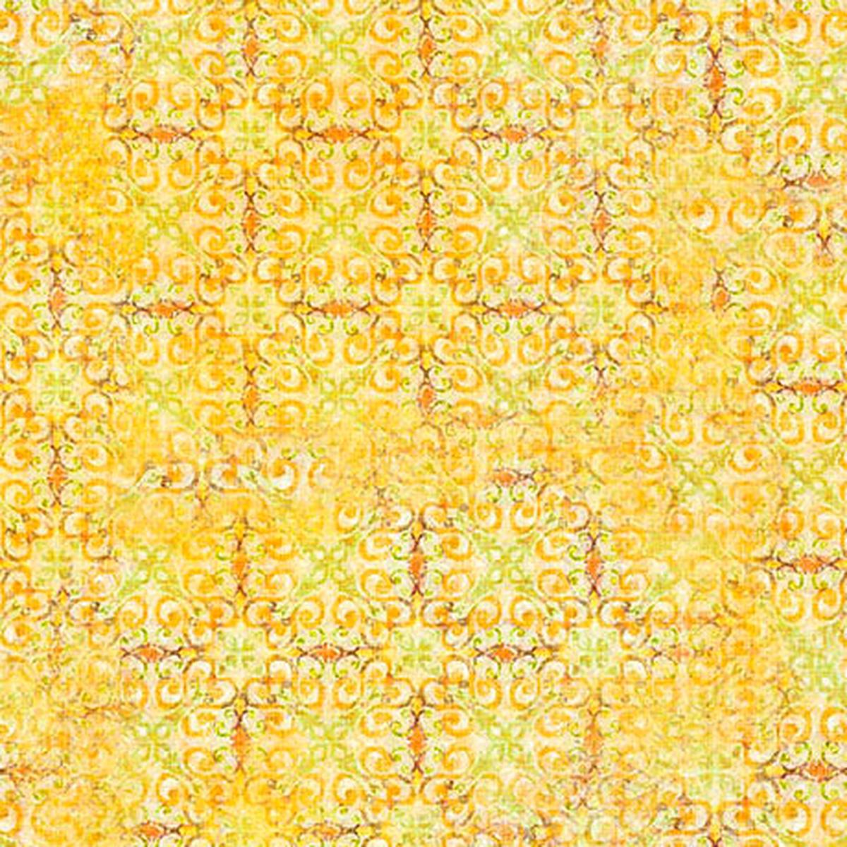 Citrus Bliss Collection Scroll Geo Cotton Fabric 31717